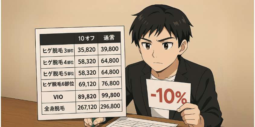 割引料金と通常料金の比較