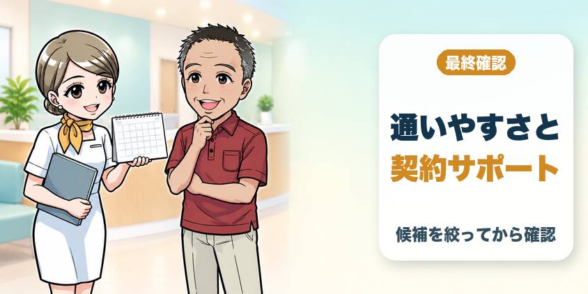 「通いやすさ・契約サポート」を確認
