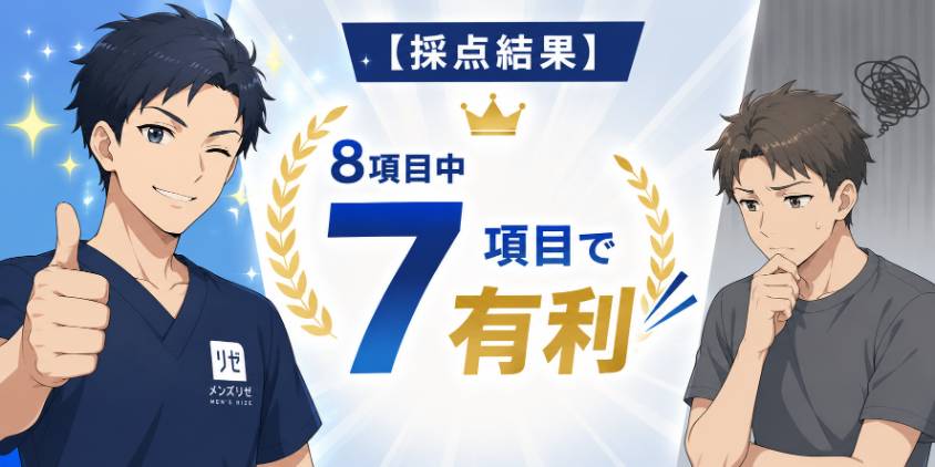 【採点結果】メンズリゼは8項目中7項目で有利だった