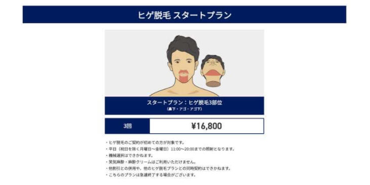 ヒゲ脱毛スタートプラン