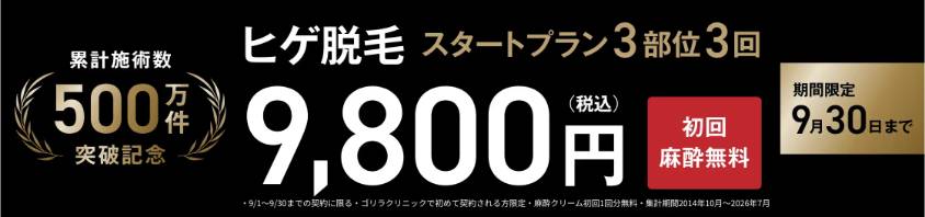 ゴリラクリニック9月キャンペーン