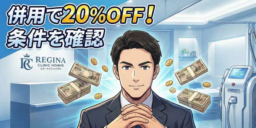 損するな】レジーナクリニックオム割引の併用可！最大173,729円安く