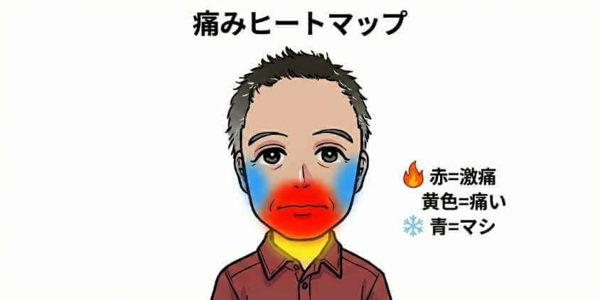 ヒゲ脱毛の痛みヒートマップ