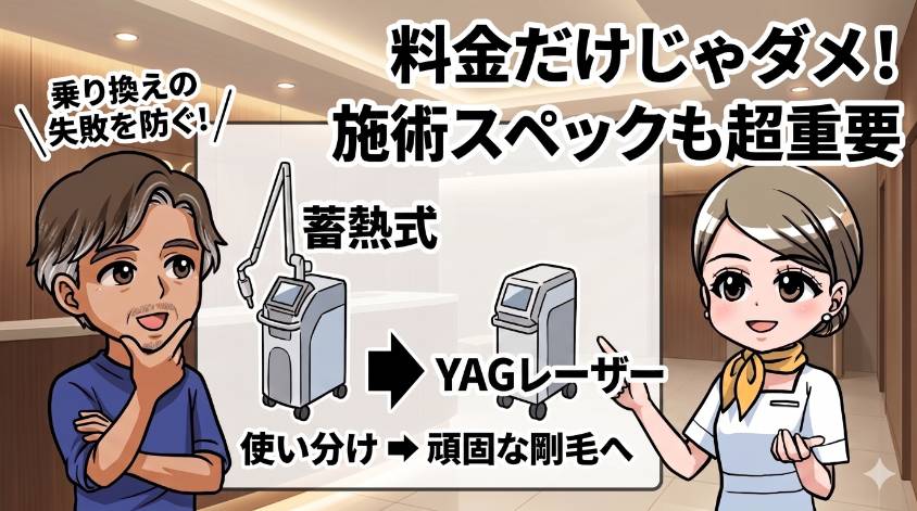 4種の脱毛機の使い分けと2種類の麻酔