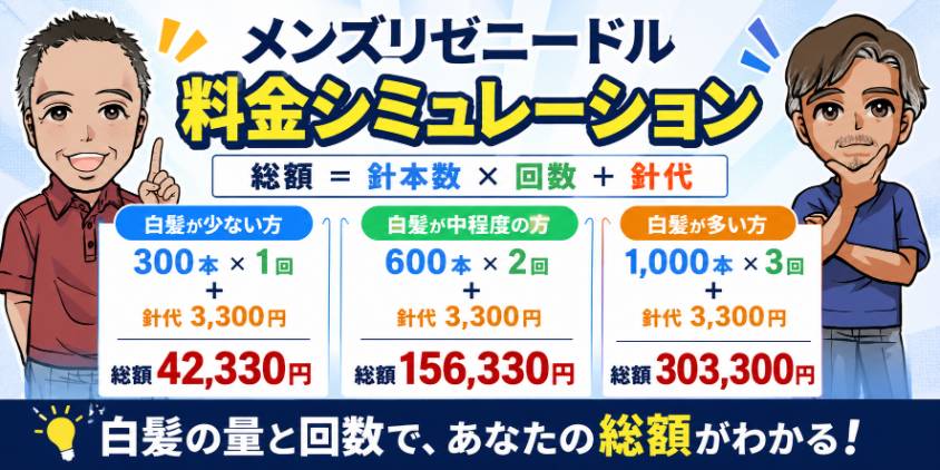 メンズリゼのニードル料金シミュレーション