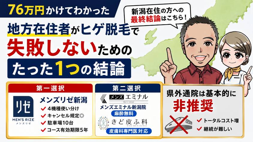 地方在住者がヒゲ脱毛で失敗しないためのたった1つの結論