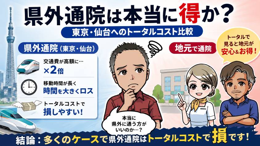 県外通院は本当に得か？東京・仙台へのトータルコスト比較
