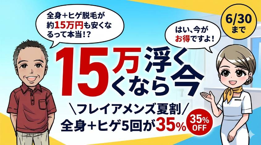 フレイアクリニックメンズ 夏割35%OFF