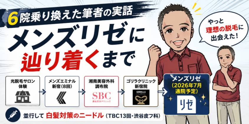 【6院乗り換えた筆者の実話】メンズリゼに辿り着くまで