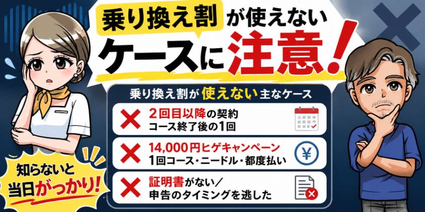 乗り換え割が使えないケース【注意点】