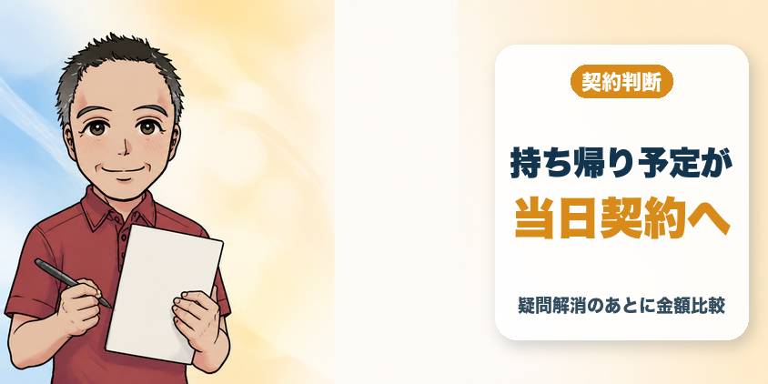 見積もりだけ持ち帰るつもりが、当日契約に変わった理由